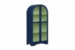 2 Door Display Cabinet | Crockery Cabinet | Wooden Multipurpose Cabinet | Finish- Midnight Blue and Off White - Image 7