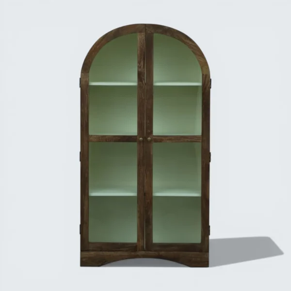 2 Door Display Cabinet | Crockery Cabinet | Wooden Multipurpose Cabinet | Finish- Tubaq and Off White - Image 1