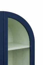2 Door Display Cabinet | Crockery Cabinet | Wooden Multipurpose Cabinet | Finish- Midnight Blue and Off White - Image 8