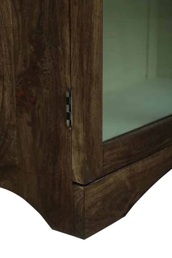 2 Door Display Cabinet | Crockery Cabinet | Wooden Multipurpose Cabinet | Finish- Tubaq and Off White - Image 8