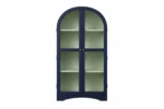 2 Door Display Cabinet | Crockery Cabinet | Wooden Multipurpose Cabinet | Finish- Midnight Blue and Off White