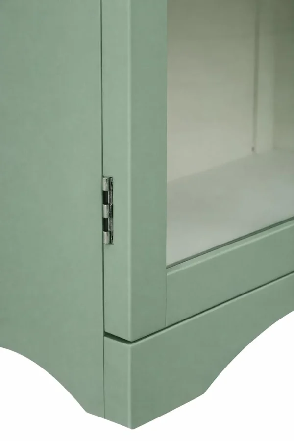 2 Door Display Cabinet | Crockery Cabinet | Wooden Multipurpose Cabinet | Finish- Olive Green and Off-White - Image 6