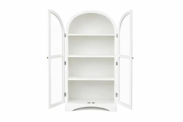 2 Door Display Cabinet | Crockery Cabinet | Wooden Multipurpose Cabinet | Finish- Premium Pearl White - Image 6