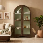 2 Door Display Cabinet | Crockery Cabinet | Wooden Multipurpose Cabinet | Finish- Tubaq and Off White - Image 2
