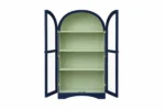 2 Door Display Cabinet | Crockery Cabinet | Wooden Multipurpose Cabinet | Finish- Midnight Blue and Off White - Image 6