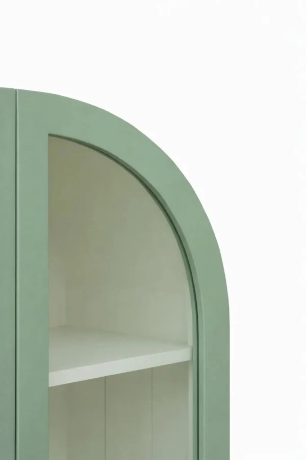 2 Door Display Cabinet | Crockery Cabinet | Wooden Multipurpose Cabinet | Finish- Olive Green and Off-White - Image 7