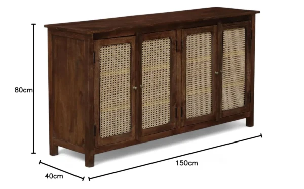 Madrid 4-Door Cane Sideboard Cabinet, Finish – Scratch Resistant Tubaq - Image 4